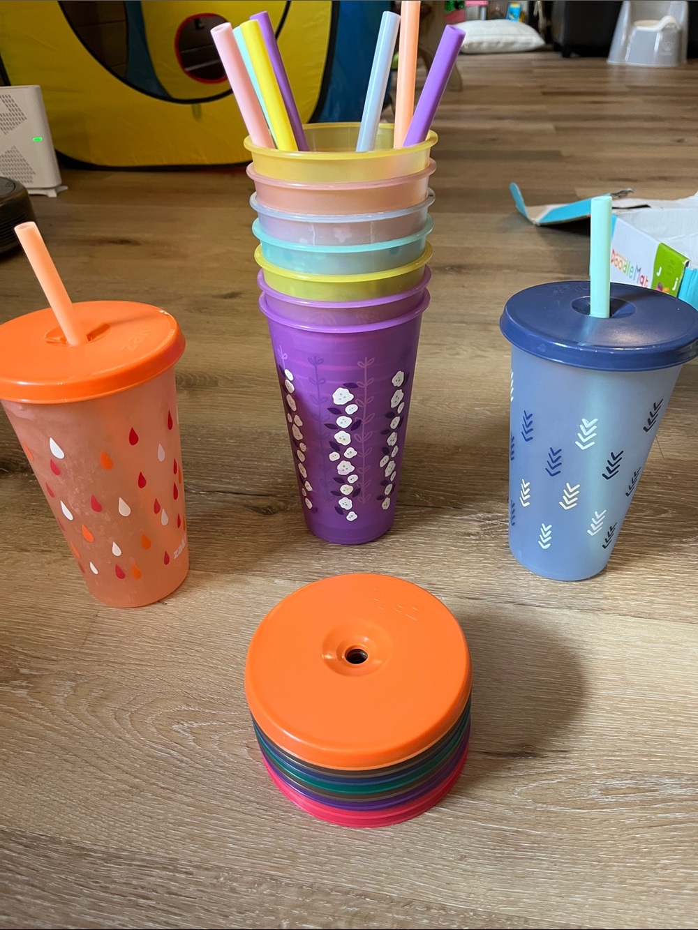Reusable cups with lids and straws